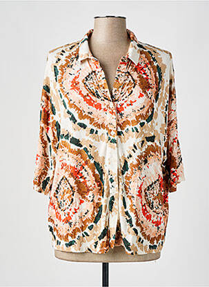 Chemisier imprimé fantaisie manches 3/4 marron MAJESTIC femme