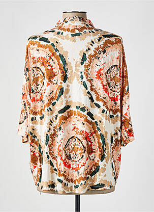Chemisier imprimé fantaisie manches 3/4 marron MAJESTIC femme