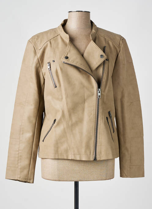 Veste simili cuir beige ONLY pour femme