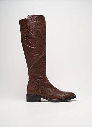 Bottes tissage satiné talon de 4 à 6cm marron REGARD femme