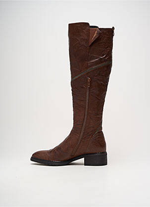 Bottes tissage satiné talon de 4 à 6cm marron REGARD femme