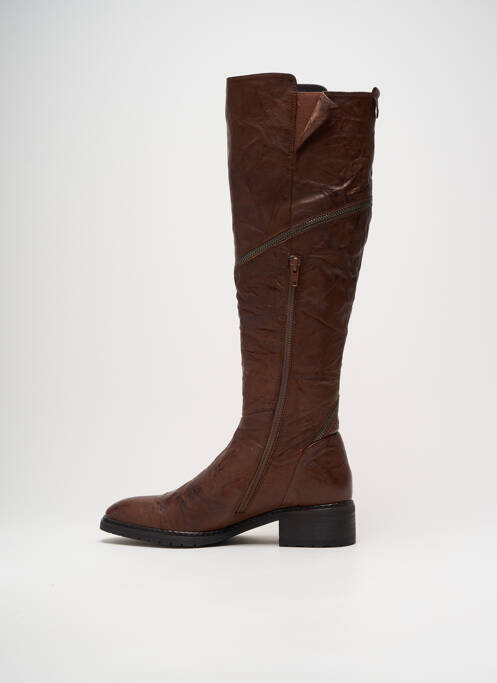 Bottes tissage satiné talon de 4 à 6cm marron REGARD femme