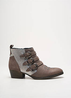 Bottines/boots tissage satiné talon de 4 à 6cm argent COCO ET ABRICOT femme