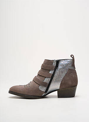 Bottines/boots tissage satiné talon de 4 à 6cm argent COCO ET ABRICOT femme