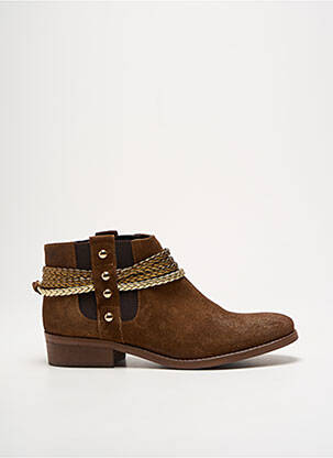 Bottines/boots tissage satiné talon plat jusqu'à 3cm marron COCO ET ABRICOT femme