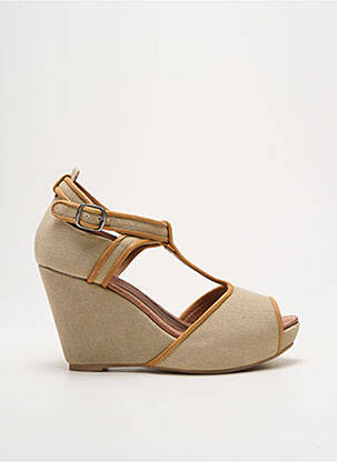 Sandales/nu pieds tissage satiné talon de 7 à 9cm beige ONE STEP femme