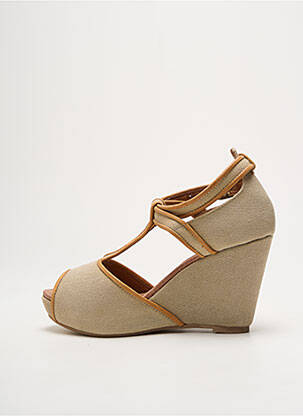 Sandales/nu pieds tissage satiné talon de 7 à 9cm beige ONE STEP femme