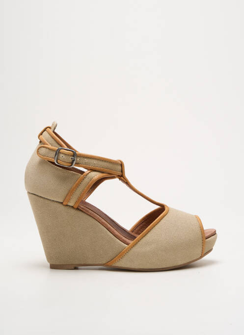 Sandales/nu pieds tissage satiné talon de 7 à 9cm beige ONE STEP femme