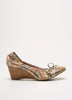 Escarpins tissage satiné talon de 4 à 6cm or COULEUR POURPRE femme