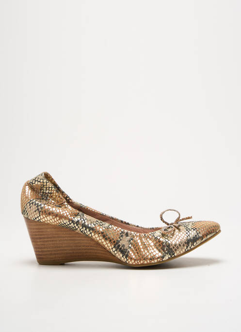Escarpins tissage satiné talon de 4 à 6cm or COULEUR POURPRE femme