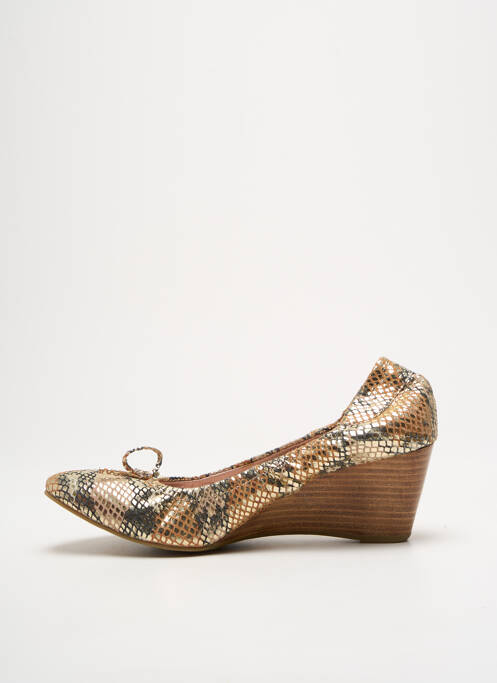 Escarpins tissage satiné talon de 4 à 6cm or COULEUR POURPRE femme