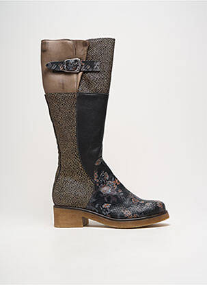 Bottes tissage satiné talon de 4 à 6cm noir DKODE femme