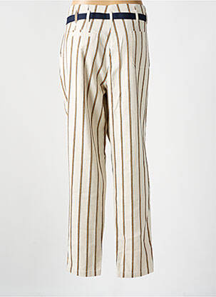 Pantalon droit taille à pinces taille haute beige MAT DE MISAINE femme