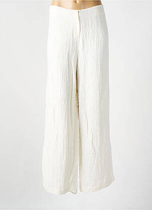 Pantalon large tissage crêpe taille haute blanc CREA CONCEPT femme
