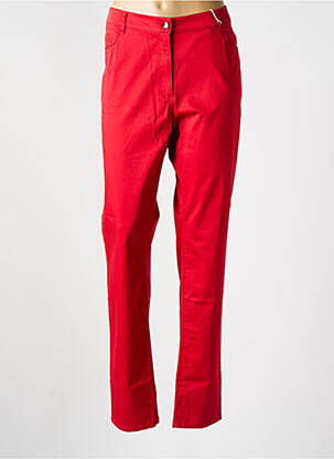 Pantalon slim tissage popeline taille normale rouge FLEUR DE SEL femme