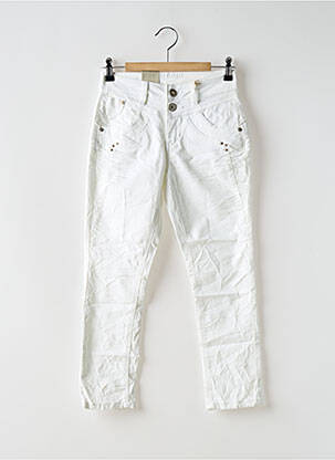 Pantacourt stretch taille normale blanc CREAM femme