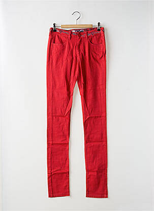 Pantalon slim tissage popeline taille normale rouge DESIGUAL femme