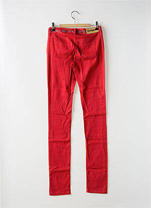 Pantalon slim tissage popeline taille normale rouge DESIGUAL femme
