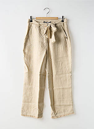 Pantalon 7/8 fermeture zippée sous rabat boutonné beige POUSSIERE D'ETOLE femme