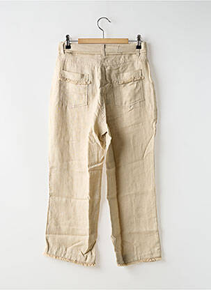 Pantalon 7/8 fermeture zippée sous rabat boutonné beige POUSSIERE D'ETOLE femme