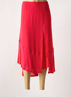 Jupe mi-longue fermeture zip latéral rouge MAIS IL EST OU LE SOLEIL femme