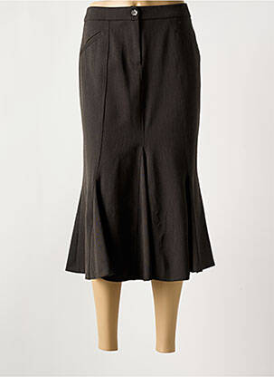Jupe mi-longue coupe évasée marron SYM femme