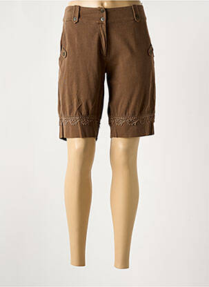 Bermuda tissage popeline taille normale marron MAIS IL EST OU LE SOLEIL femme