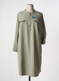 Robe mi-longue coupe fluide manches longues vert 5 HEARTS femme
