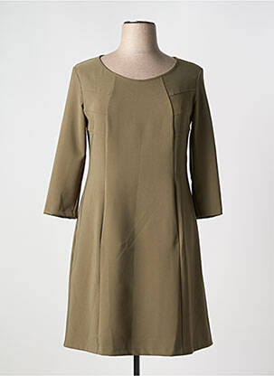 Robe mi-longue manches 3/4 manches 3/4 vert POUSSIERE D'ETOLE femme