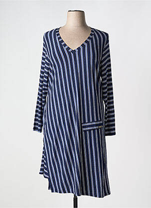 Robe mi-longue manches longues manches longues bleu 3322 femme