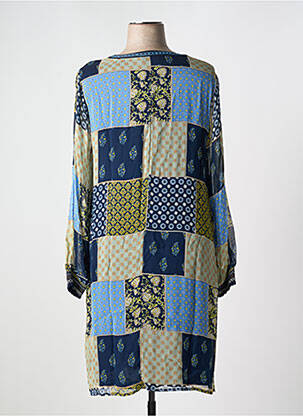 Robe mi-longue imprimé fleurs manches longues bleu CREAM femme