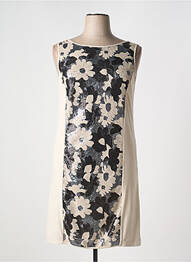 Robe mi-longue imprimé fleurs sans manche beige FUEGO WOMAN femme