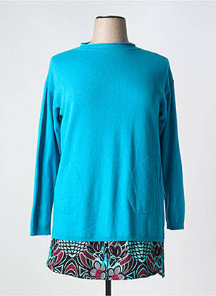 Pull tunique stretch manches longues bleu SALLY NEW YORK femme