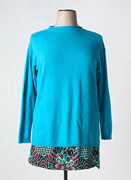 Pull tunique stretch manches longues bleu SALLY NEW YORK femme