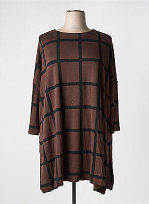 Pull tunique stretch manches 3/4 marron MASAI femme