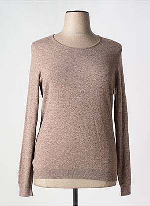 Pull tissage chiné manches longues marron KATMAI femme