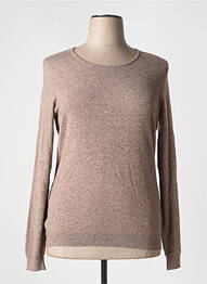Pull tissage chiné manches longues marron KATMAI femme