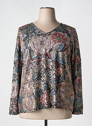 Pull col v manches longues gris LEO & UGO femme