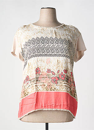 T-shirt imprimé fantaisie manches courtes beige EUGEN KLEIN femme