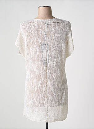 Pull tunique stretch manches courtes beige EVA KAYAN femme