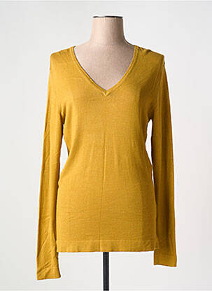 Pull coupe cintrée manches longues jaune ICHI femme