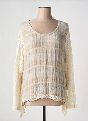 Top coupe fluide manches longues beige MARILU femme