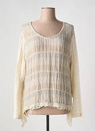 Top coupe fluide manches longues beige MARILU femme