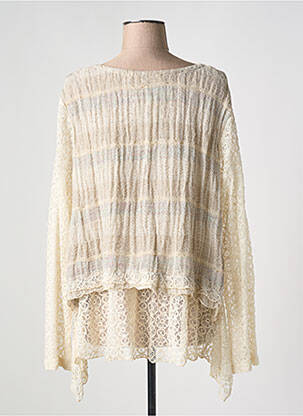 Top coupe fluide manches longues beige MARILU femme