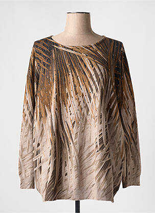 Pull stretch manches longues marron CRISTINA femme