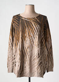 Pull stretch manches longues marron CRISTINA femme