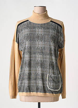 Pull col roulé stretch manches longues beige EUGEN KLEIN femme
