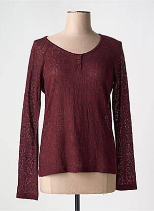 Top coupe cintrée manches longues rouge ONE STEP femme