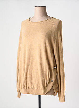 Pull tissage chiné manches longues beige SALLY NEW YORK femme