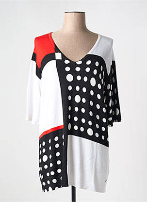 Pull coupe cintrée manches courtes blanc PASSIONI femme